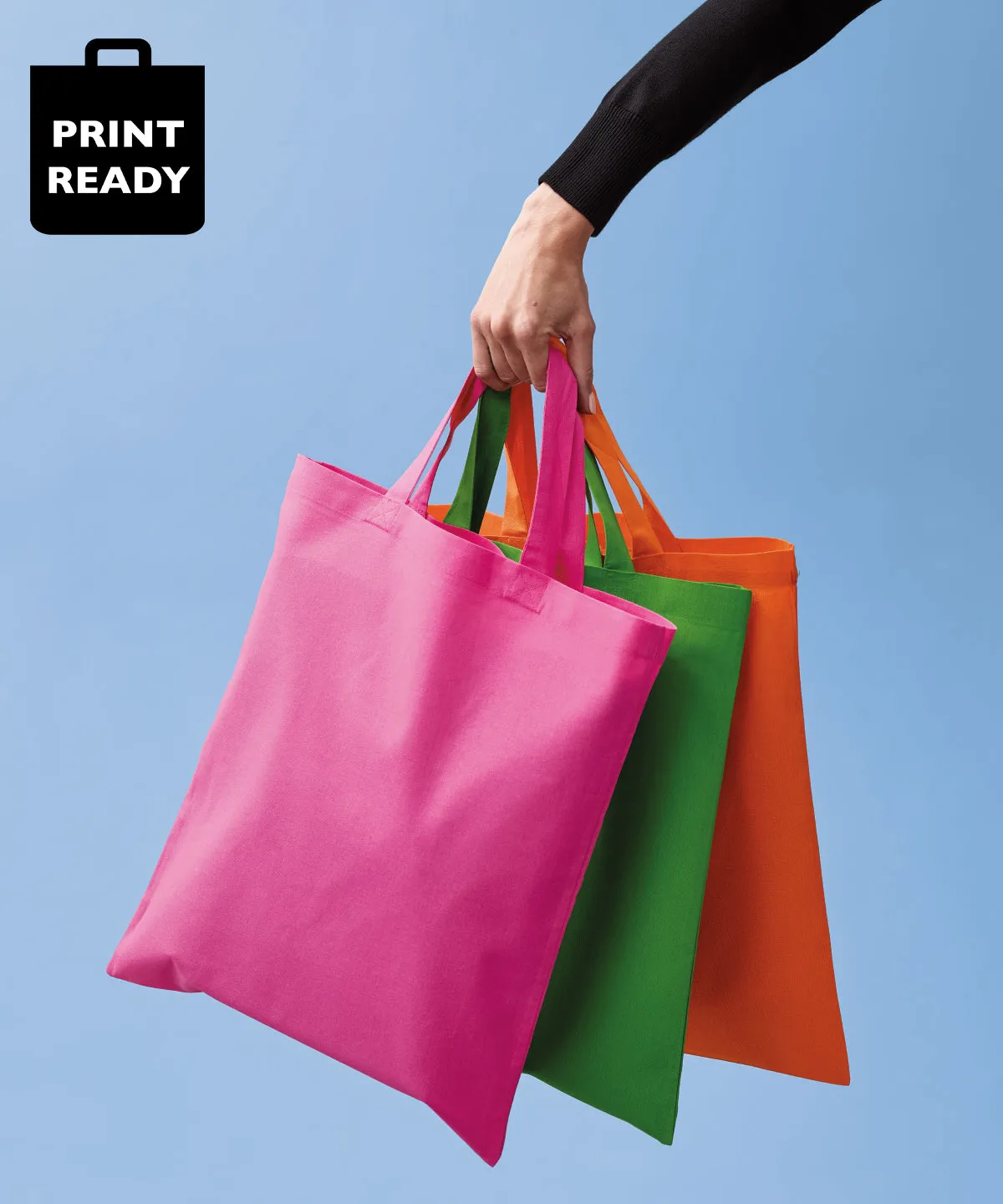 Black - Cotton shopper short handle